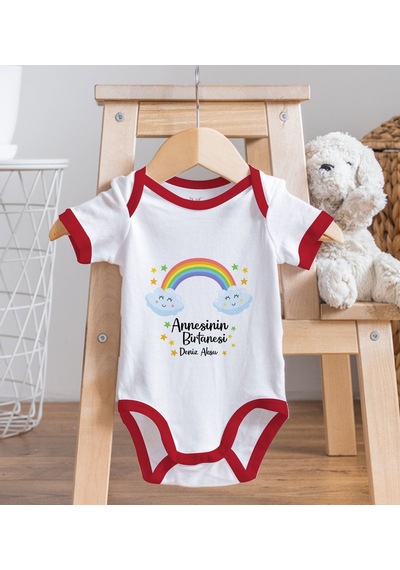 Bk Gift Bk Kids Kişiye Özel Annesinin Bir Tanesi Tasarımlı Kırmızı Bebek Body Zıbın-1 0-3 Ay