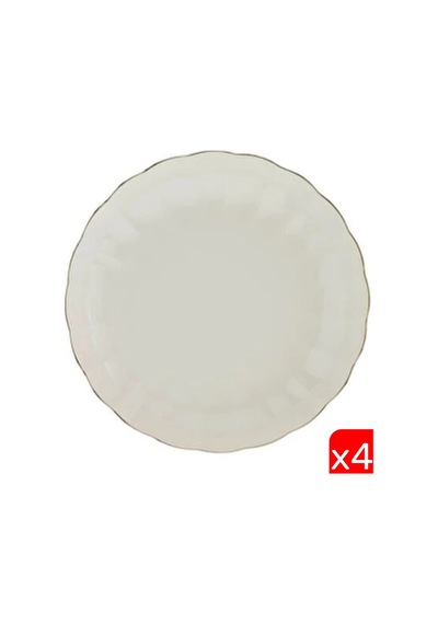 Kütahya Porselen Bone Luz Altın File Çukur Tabak 20cm 4 Lü Çok Renkli