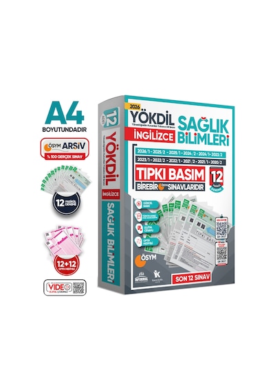 2026 YÖKDİL İngilizce SAĞLIK BİLİMLERİ ÖSYM Çıkmış Soru Tıpkı Basım Paket Deneme 12li Türkiye Geneli