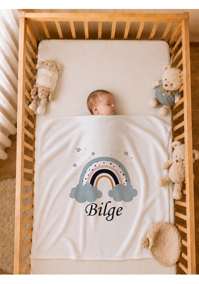 Pia Baby İsme Özel Erkek Bebek Hastane Çıkışı 4 Lü Set %100 Pamuk Organik Baskılı Battaniyeli Tulum Seti 1033btyx Krem