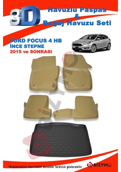 Ford Focus 4 Hb Ince Stepne 2015 ve Sonrası Bej Paspas ve Bagaj Bej