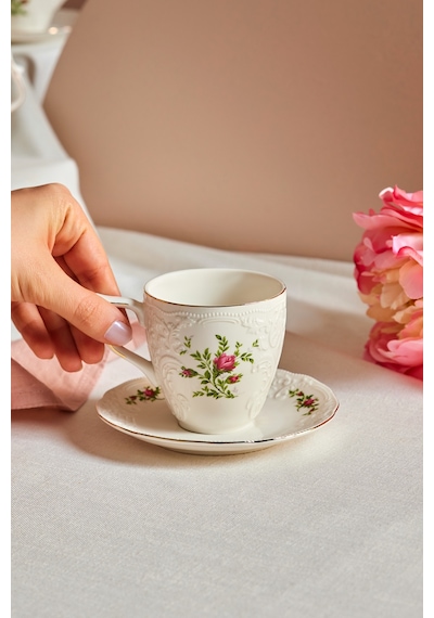 Karaca Vintage Rose Çay Fincanı Ve Tabağı 200 Ml Çok Renkli