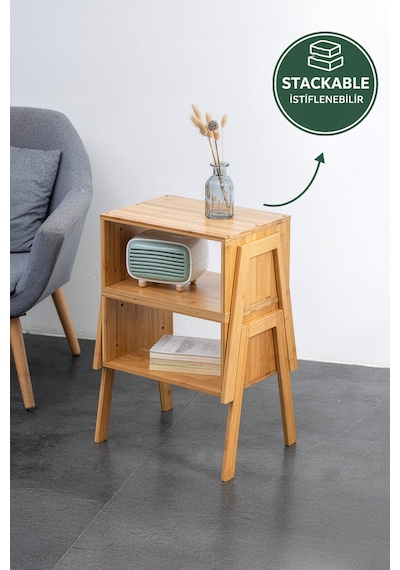 Digithome Bambu Komodin Yan Sehpa - Jwfu-5392 Kahverengi