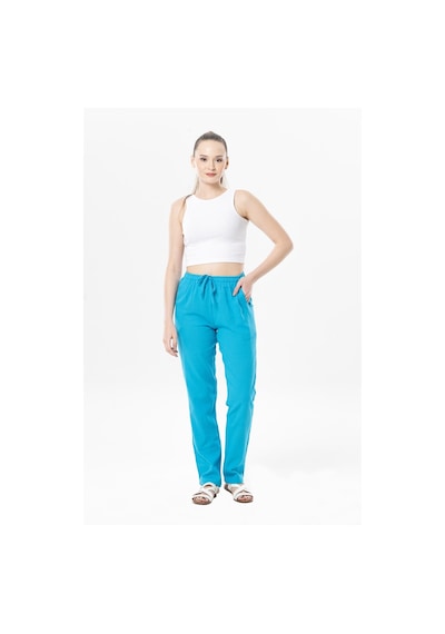 Eliş Şile Bezi Şile Bezi Çift Cepli Unisex Yazlık Pantolon Turkuaz Trkz-turkuaz Turkuaz
