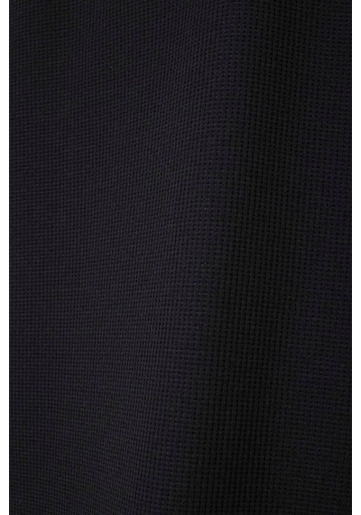 Süvari Siyah Regular Düz Baskısız Waffle Düğmeli Polo Yaka Tişört Sts1014000004-s09