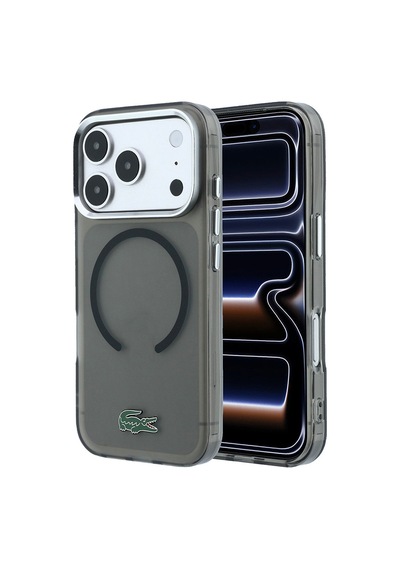 Apple Uyumlu iPhone 18 Pro Kılıf Lacoste Lisanslı M-safe Uyumlu Lake Timsah Logolu Iml Frosted Kapak Siyah