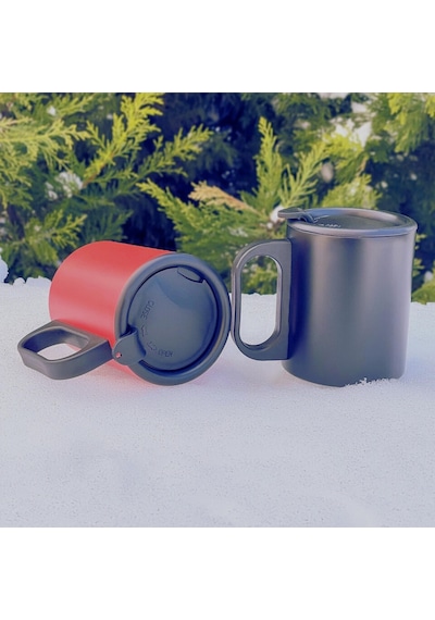 Paslanmaz Çelik Mug, Paslanmaz Çelik Termos Bardak-300 Ml Kırmızı