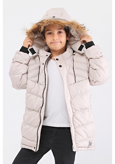 Natural Kürklü Erkek Çocuk Kaban 51237t Bej