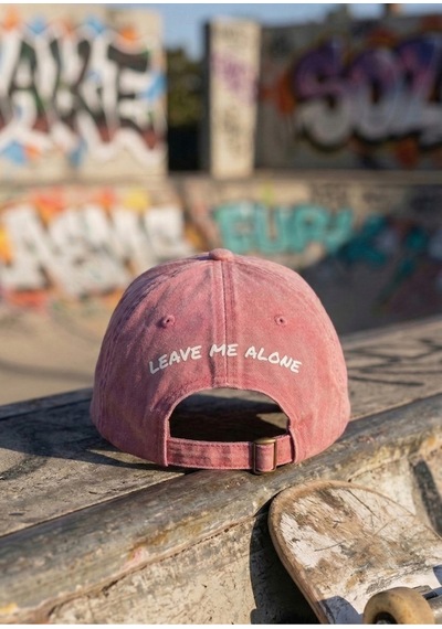Emybox Unisex Arkası Baskılı Yıkamalı Pamuk Şapka -arkası Yazılı Ayarlanabilir Eskitme Vintage Kep. Pembe