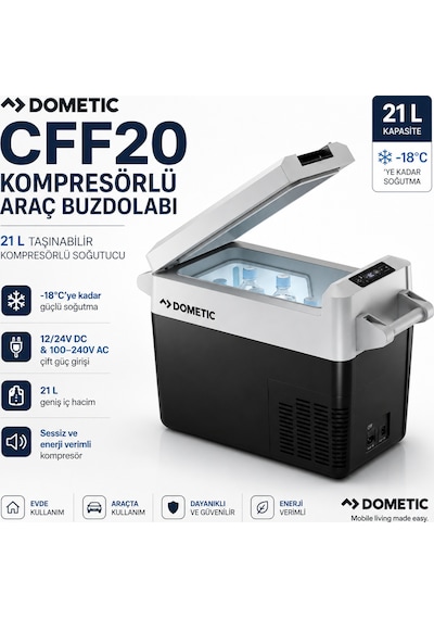 Dometic Cff20 Kompresörlü Araç Buzdolabı 21l 220v Ac / 12-24v Dc