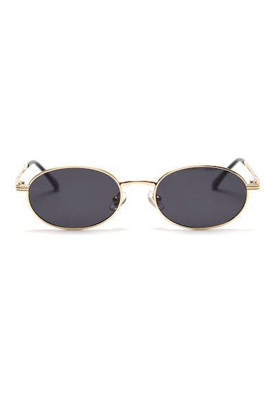 Oval Güneş Gözlüğü  Sarı Çerçeve Siyah Cam Unisex
