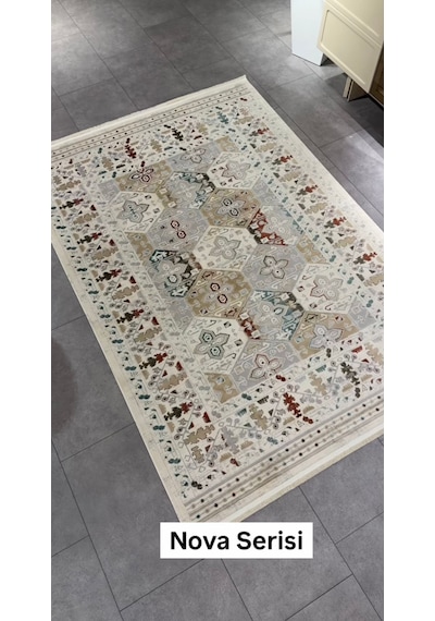 Aris Halı Nova Serisi 9102 Vintage Etnik Desenli Salon Oturma Odası Halısı Çok Renkli