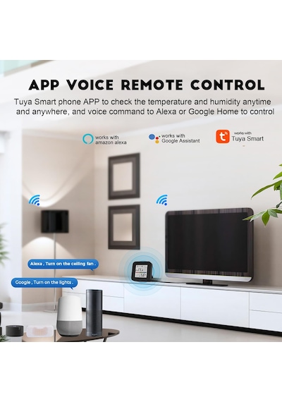 Tuya Smart Wifi Infrared Sıcaklık Ve Nem Kontrol Sensörü Amazon Alexa Google Home Uyumlu