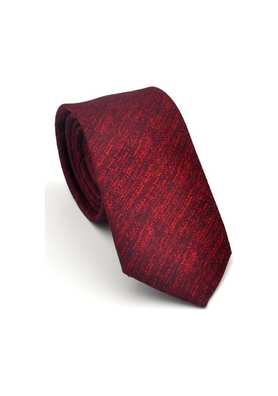 Gaffy Kırmızı Kırcıllı Desenli Bordo Dokuma Kumaş Mendilli Slim Fit Kravat // Sdk-2501-4 Bordo