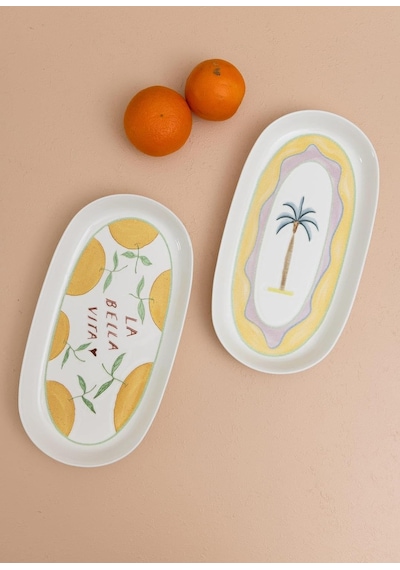 Marka Italian Summer Oval Servis Tabağı 2li 23 Cm Çok Renkli