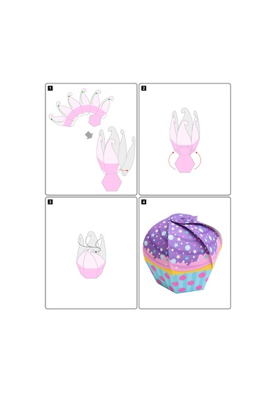 Uzay Desenli Cupcake - Hediye, Şeker Ve Kurabiye Sunum İkram Kutusu Mor - 20'li Paket