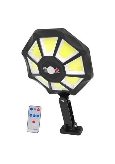 Zb-168b Kumandalı 3 Kademeli 168 Cob Ledli Sensörlü Beyaz Solar Aydınlatma 10 Parça Siyah