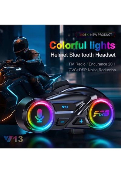 Y13 Motor Kask Kulaklık Rgb Modlu Radyolu Motosiklet Kulaklık 5.3 Bluetooth Intercom 99917313