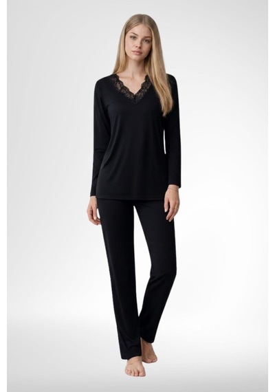 Mecit Pijama Mecit 6351 Siyah Kadın Pijama Takımı