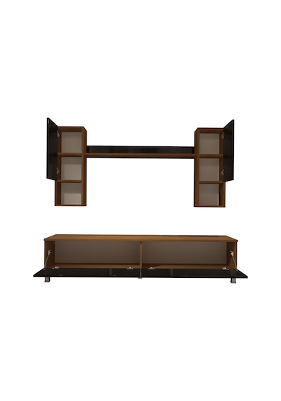 Decoraktiv Eko 5da Mdf Std Krom Ayaklı Tv Ünitesi Tv Sehpası Ceviz - Siyah
