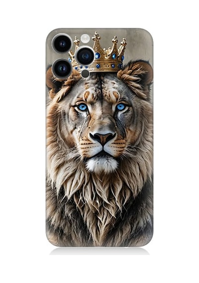 Apple Uyumlu iPhone 14 Pro  Taçlı Aslan Desenli Silikon Kılıf