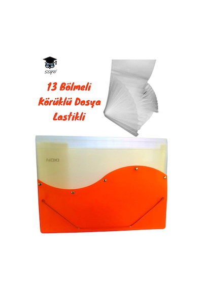 Körüklü Dosya Lastikli 13 Bölmeli Turuncu