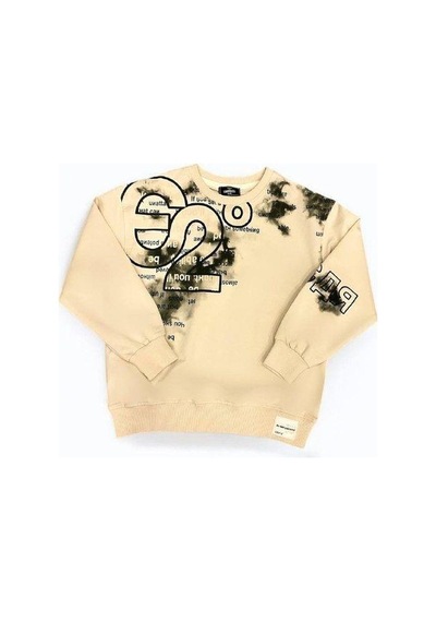 Carinos Erkek Çocuk Yazı Detaylı Batik Desenli Sweatshirt-14701 Krem