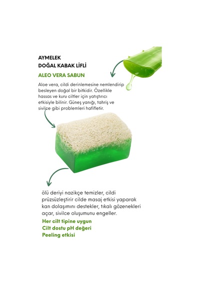 Aloe Vera Özlü Doğal Kabak Lifli Güzellik Sabunu Cilt   Etkili Diğer