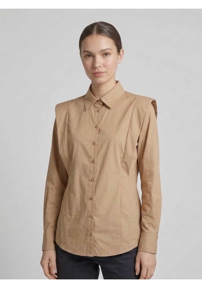 Crystalia Camel Renk Omuzdan Katlamalı Uzun Kollu Oversize Şık Gömlek