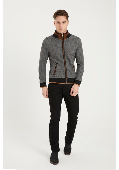 1021 Dewberry Erkek Sweatshırt-balıksırtı Siyah Balıksırtı Siyah