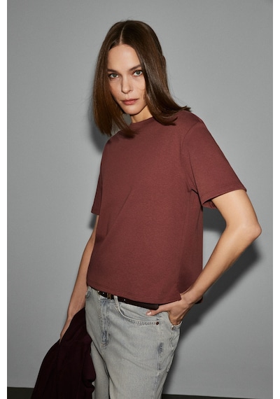 Grımelange Colena Kadın Organik Pamuklu Bisiklet Yaka Oversize Fit Kısa Kollu Kiremit Rengi T-shirt Kiremit Grımelange Colena Kadın Organik Pamuklu Bisiklet Yaka Oversize Fit Kısa Kollu Kiremit Rengi T-shirt Kiremit