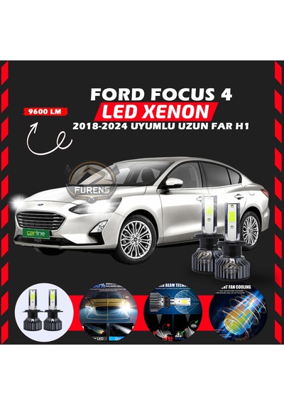 Ford Focus 4 2018-2024 Uzun Far Uyumlu Şimşek Etkilii Led Xenon Pro Series H1