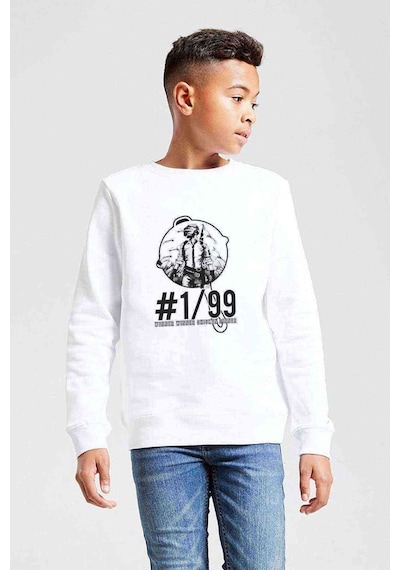 Tshirthane Pubg Baskılı Unisex Çocuk Beyaz Sweatshirt (534769804)