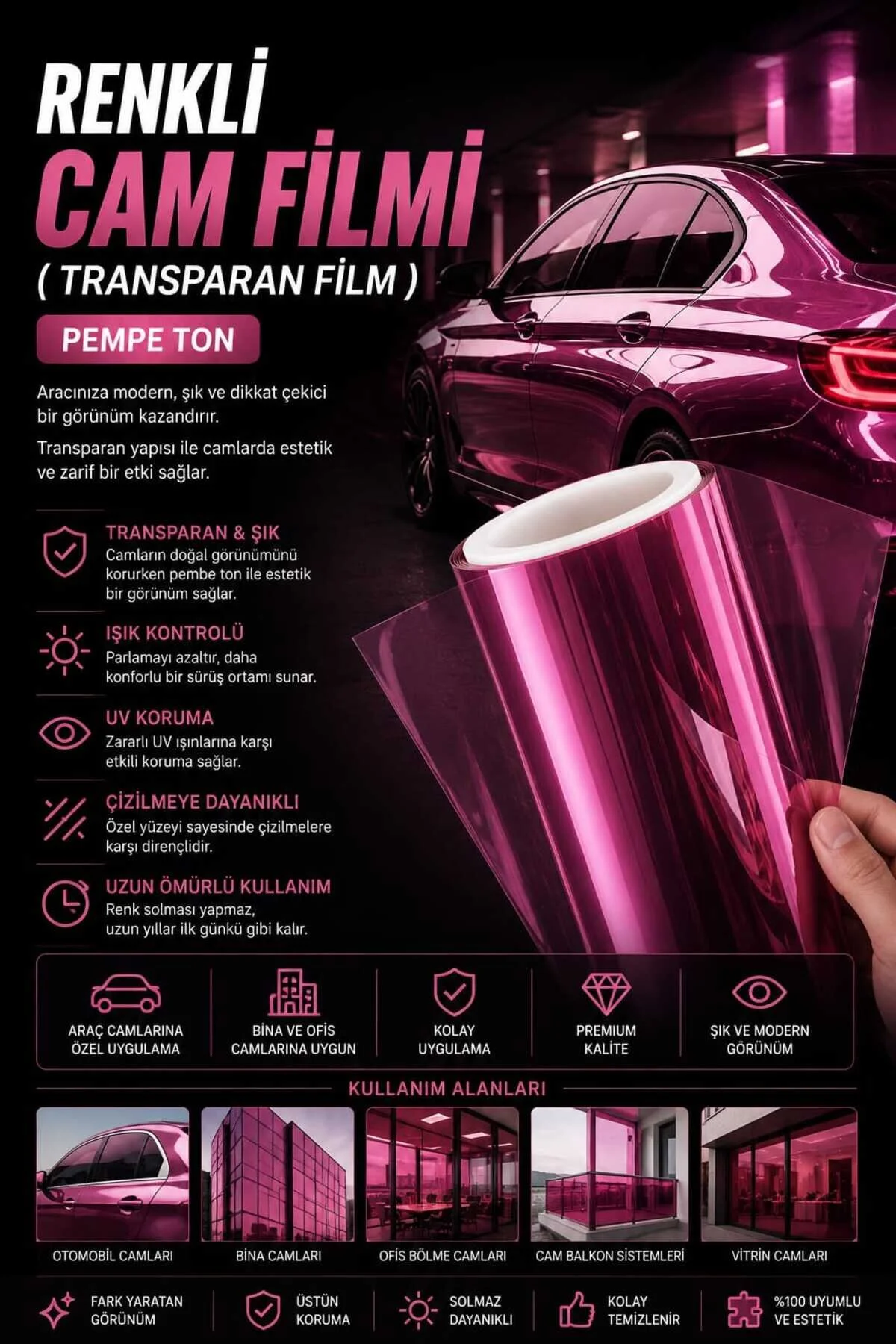 Pembe Ton Transparan Cam Filmi
