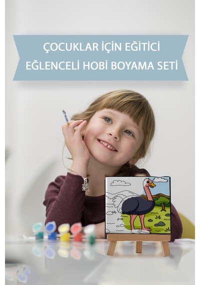 Sevimli Devekuşu Çocuk Eğitici Tuval Boyama Hobi Seti