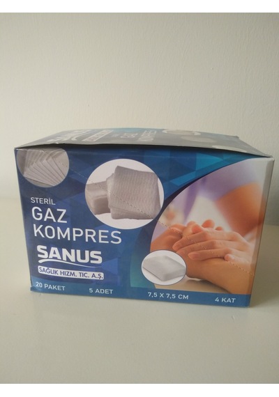 Sanus Steril Gaz Kompres 7.5 x 7.5 CM 4 Kutu (400 Adet)