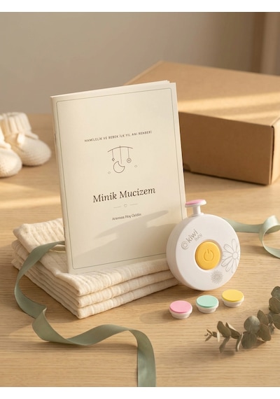 Minik Mucizem Yenidoğan Hediye Seti Bebek Anı Defteri + Elektrikli Bebek Tırnak Törpüsü 5 Başlıklı, Hamilelik Ve İlk Yıl Günlüğü, Baby Shower Hediyesi Bej
