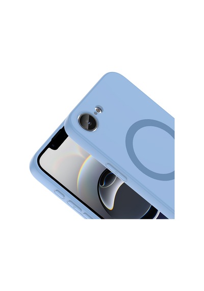 iPhone 16e Kılıf M-safe Şarj Özellikli Zore Aris Silikon Kapak - Baby Blue