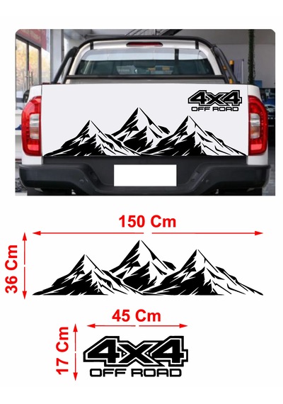 4x4 Ve Dağ Sticker - Off Road 4x4 Dağ Araba Oto Kamyonet Araba Cam Arka Bagaj Oto Sticker - 00124 150x36cm 45x17cm