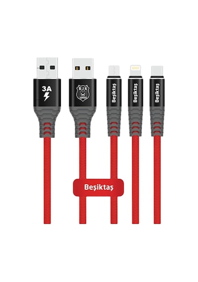 Beşiktaş Lisanslı Apple Uyumlu iPhone Data+Sarj Kablosu KBL-1903 3A Lightning Usb 1m(5x8)*40