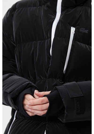 Lacoste Kapitone Down Fill Jacket Kapişonlu Yaka Kadın Mont Siyah