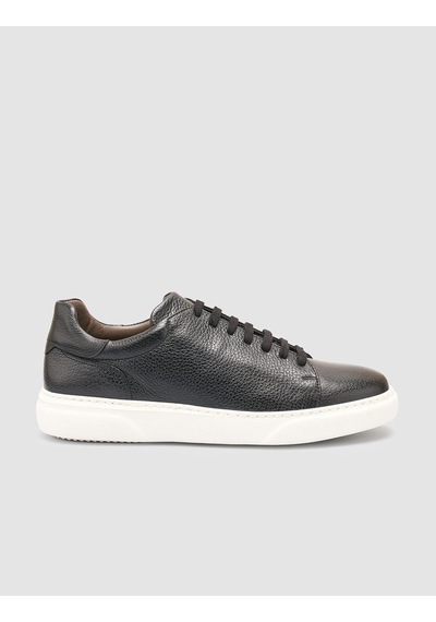 %100 Hakiki Deri Siyah Erkek Sneaker Siyah