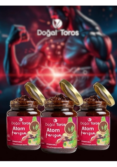 3 X 240 Gr Doğal Toros Atom Ballı Ginsengli Polenli Bitkisel Panax Ginseng Macunu