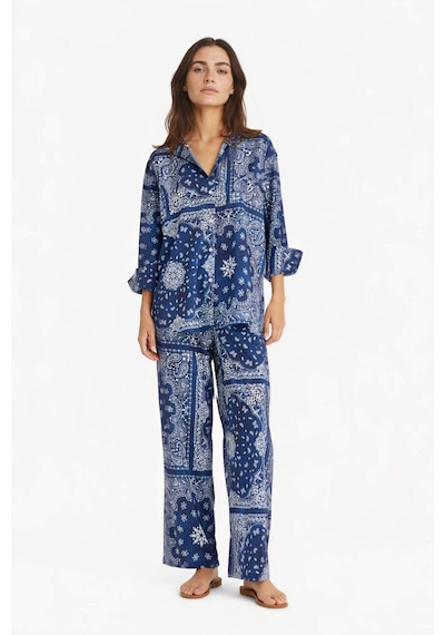 Defacto Regular Fit Şal Desenli Plaj Pantolonu-fall İn Love F8336ax25hsnv241 Lacivert