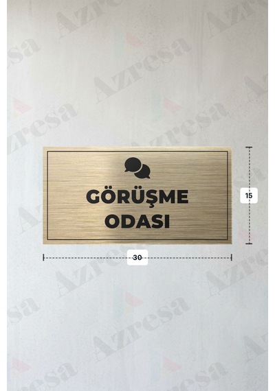 Görüşme Odası Yazılı - Metal - Gold Renk - Kapı İsimliği - 30x15 Cm