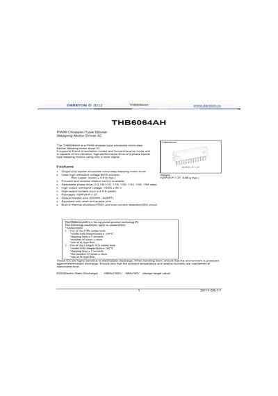 Thb6064ah Step Motor Sürücü Entegresi 50v 5a 128 Mikro Adım