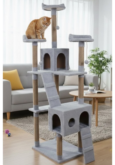 Missidea Cat City Yeni Rezidans Kedi Oyun Evi Ve Tırmalama Gri