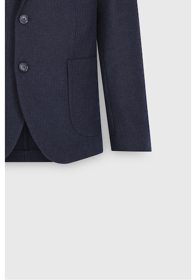 Ac&Co / Altınyıldız Classics Erkek Lacı Yünlü Slim Fit Dar Kesim Mono Yaka Armürlü Torba Cepli Ceket Lacı Lacivert
