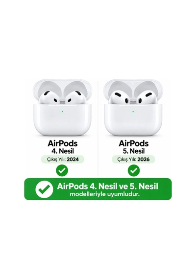 Fadex Apple AirPods 4 Ve 5.nesil İle Uyumlu Kılıf Askı Aparatlı Lansman Siyah Renk Tonu