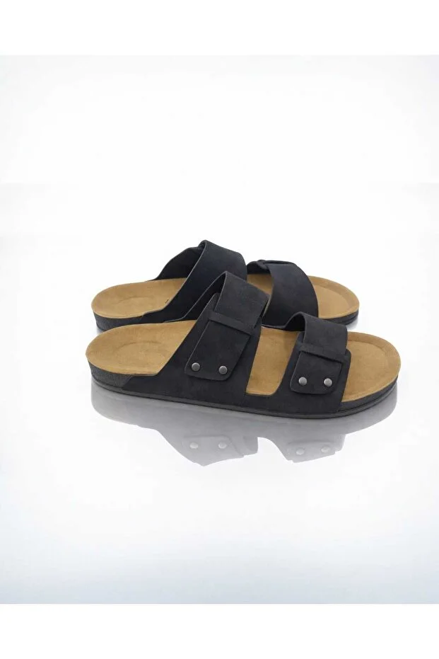 Look Life S963.020 Erkek Büyük Ayak Çift Bant Comfort Terlik Siyah